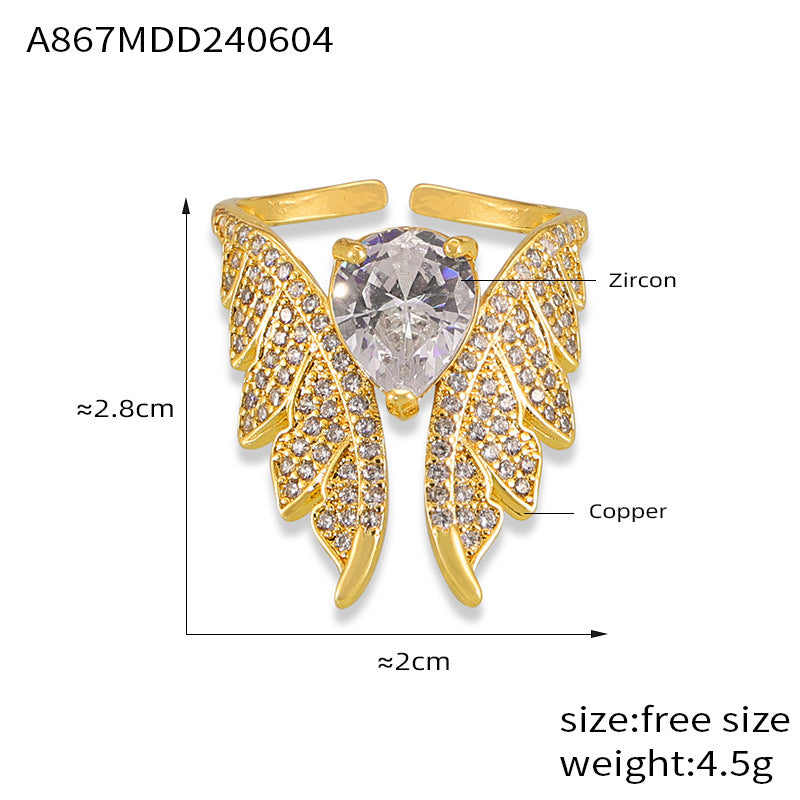 Exaggerate Angel Wing Butterfly Open Ring