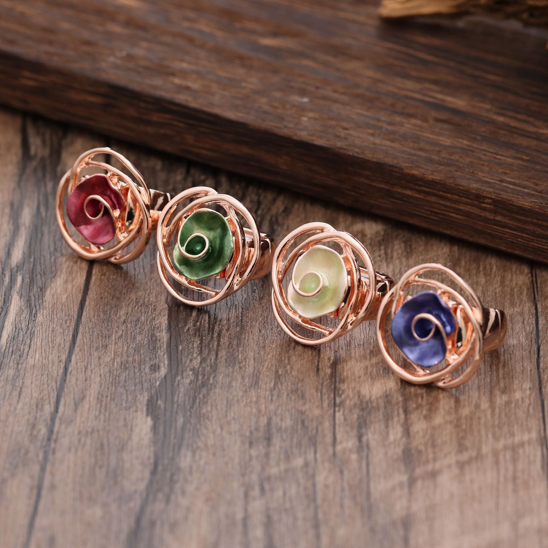 Hand-Painted Chunky Rose Ring