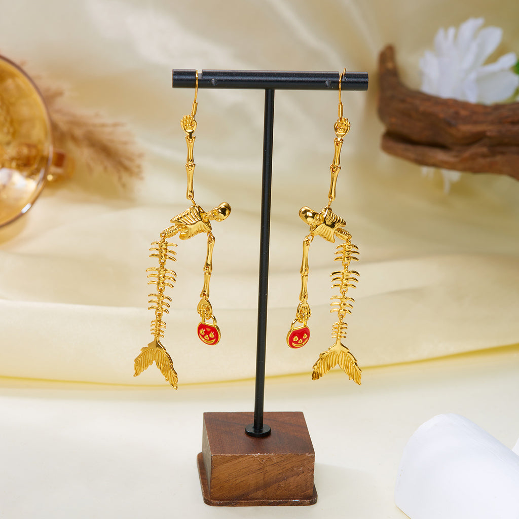Spooky Skeleton with Fish Tails Necklace