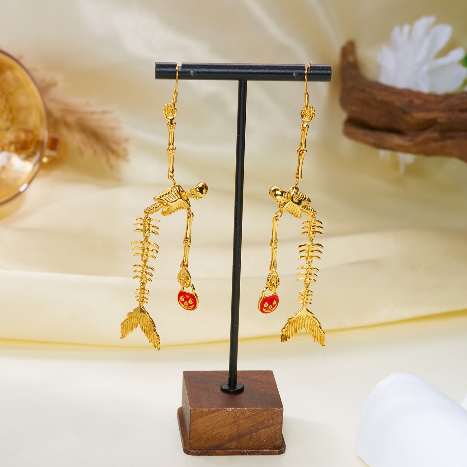 Spooky Skeleton with Fish Tails Necklace