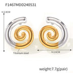 Two Tones Spiral Twist Stud Earrings