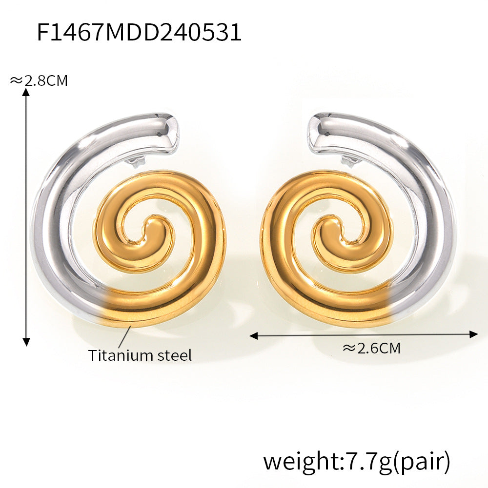 Two Tones Spiral Twist Stud Earrings