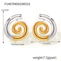 Two Tones Spiral Twist Stud Earrings