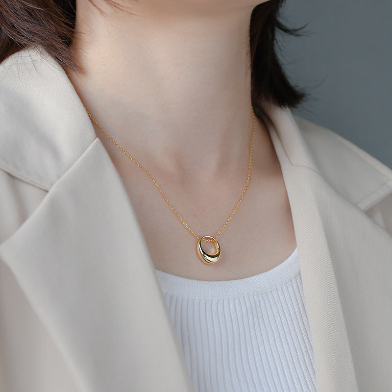 Simple Geometry Open Circle Pendant Necklace