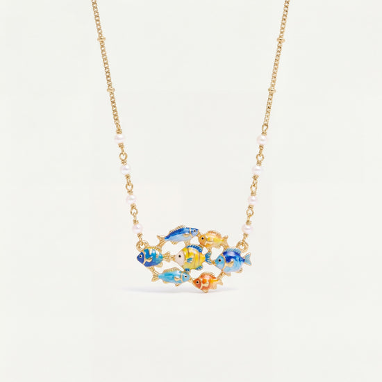 Coastal Shell Seahorse Charm Necklace
