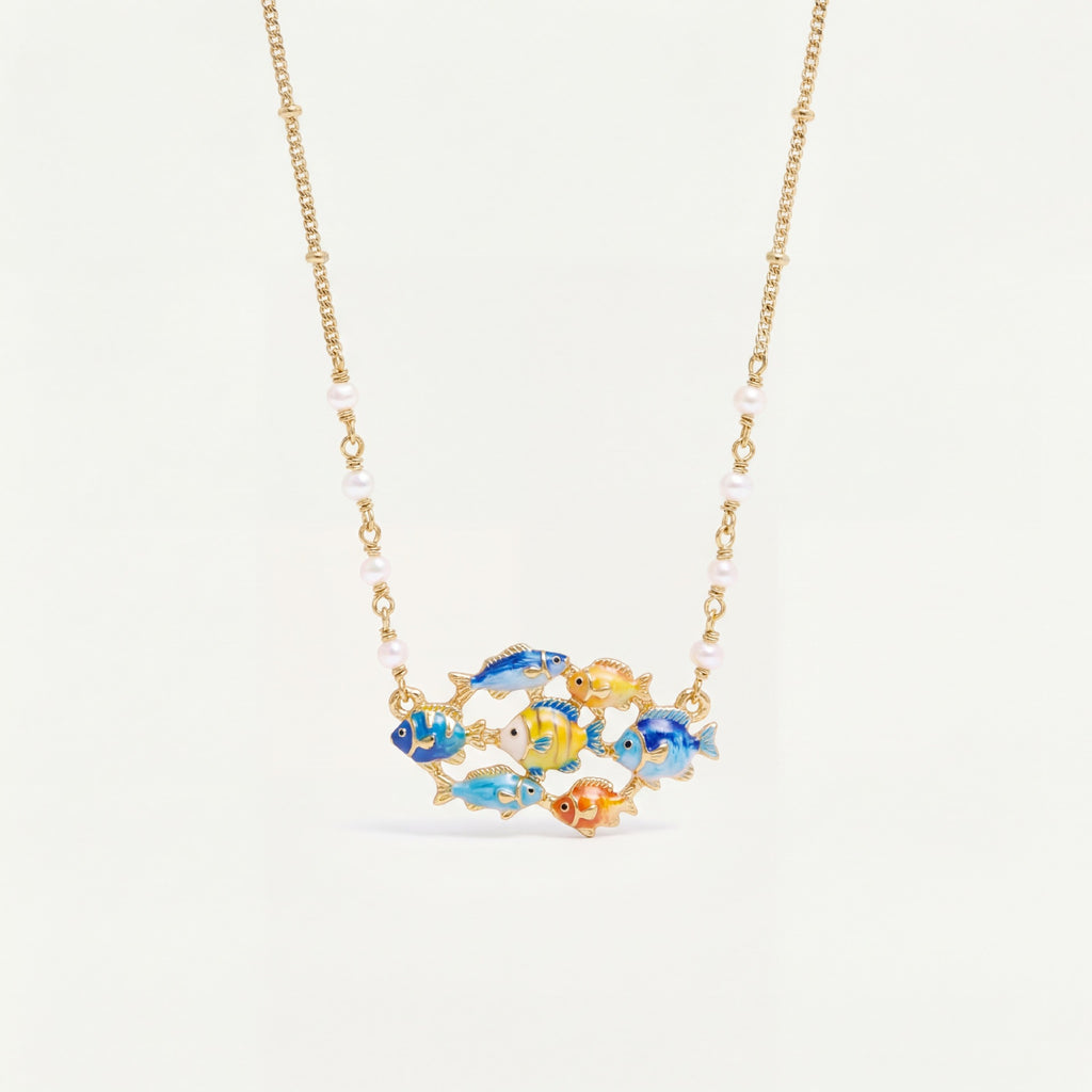 Coastal Shell Seahorse Charm Necklace