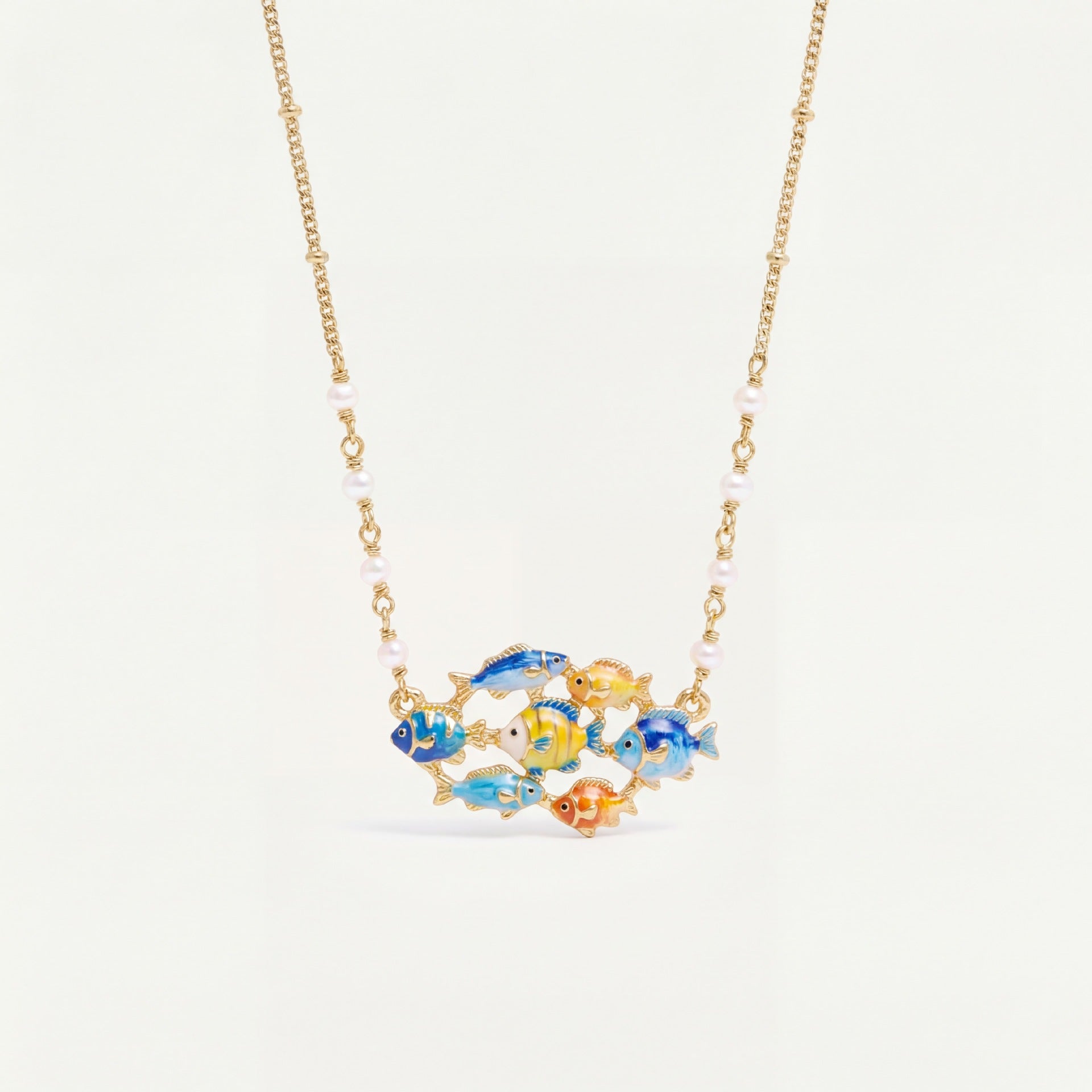 Coastal Shell Seahorse Charm Necklace