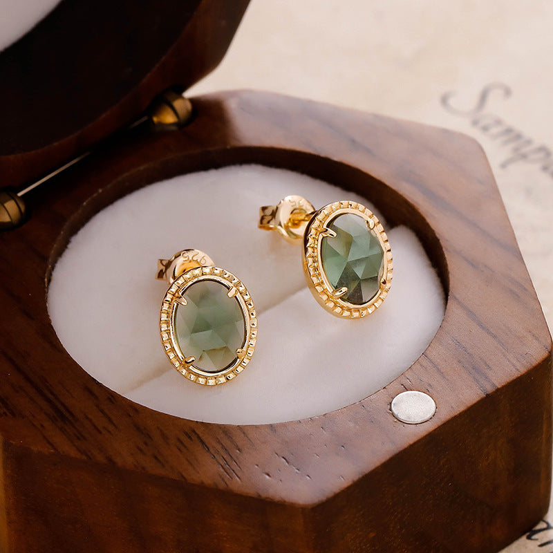 Green Amethyst Stud Earrings