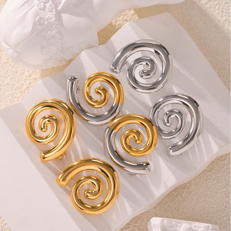 Two Tones Spiral Twist Stud Earrings