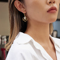 Pearl Lily Flower Linear Long Earrings