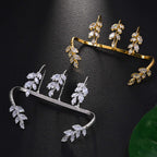 Dainty Silver Leaf Hand Cuff Ring