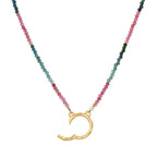 Open Circle Color Bead Chain Necklace