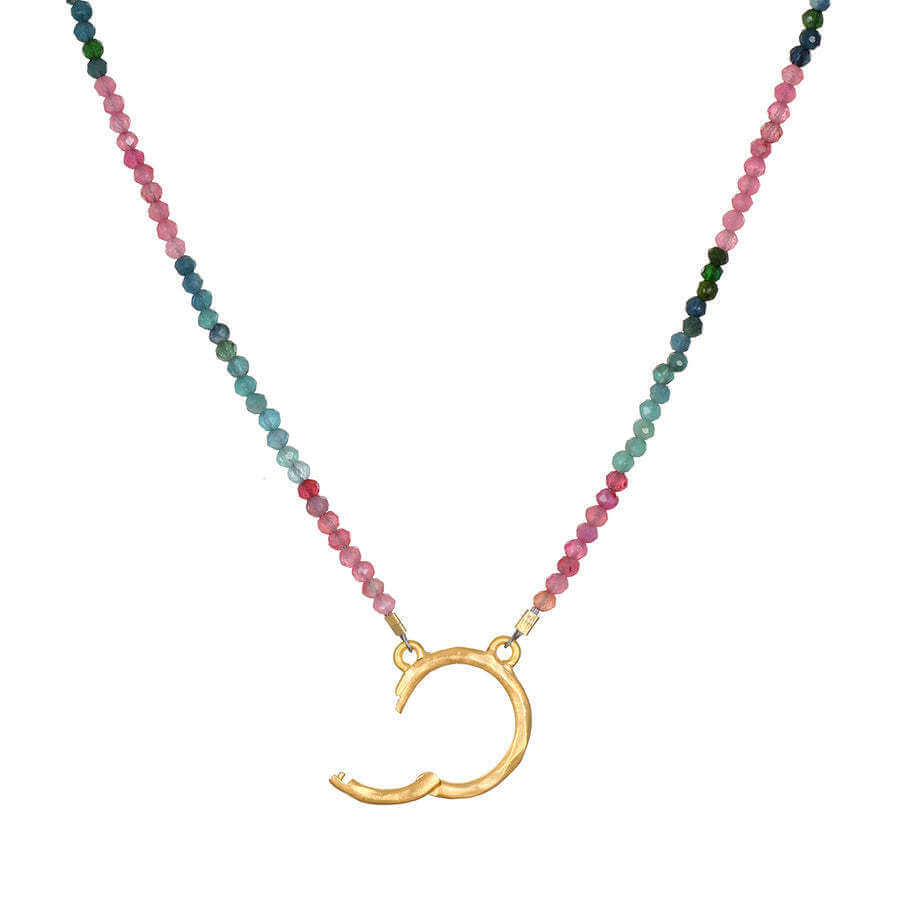 Open Circle Color Bead Chain Necklace
