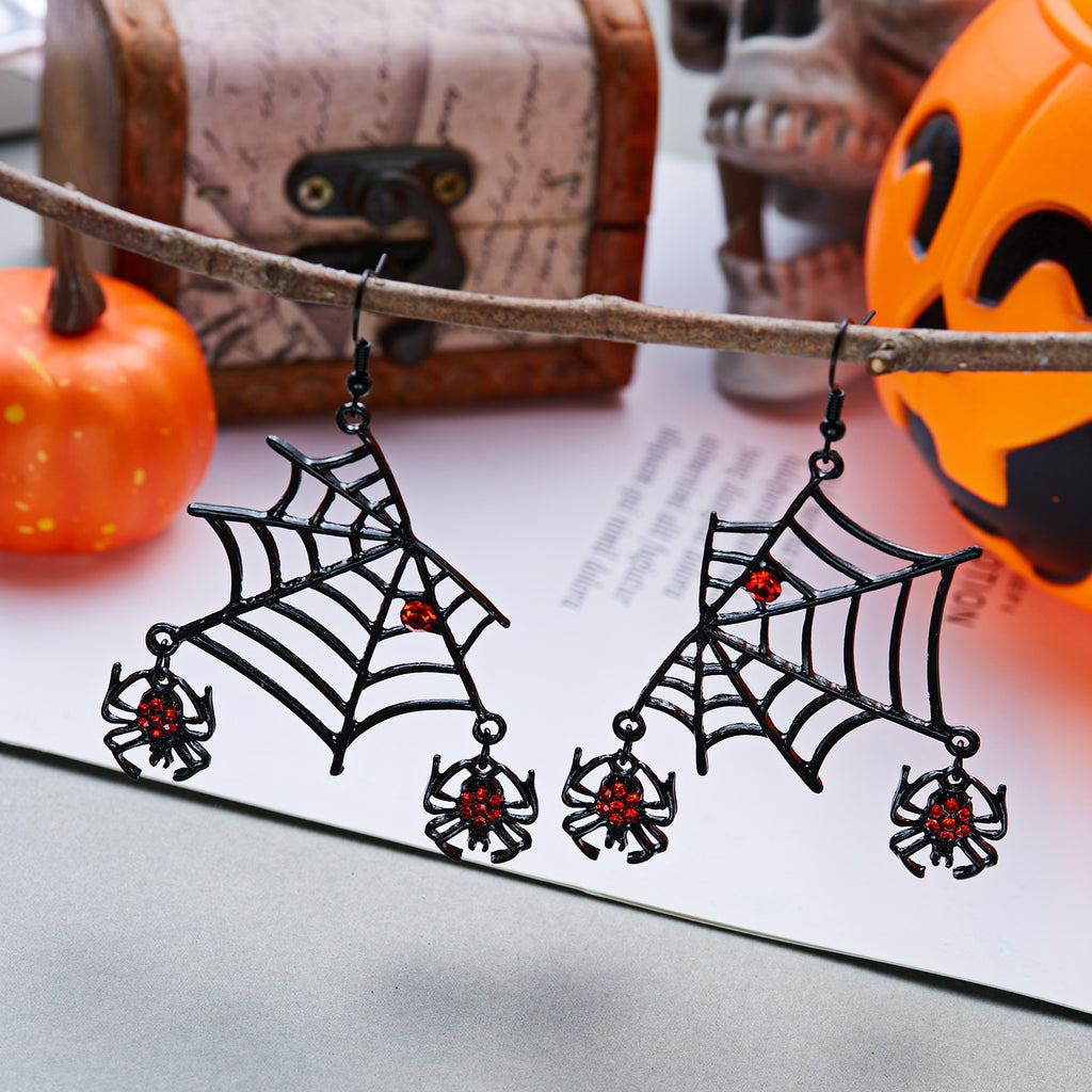 Web of Midnight Spider Chain Tassel Earrings