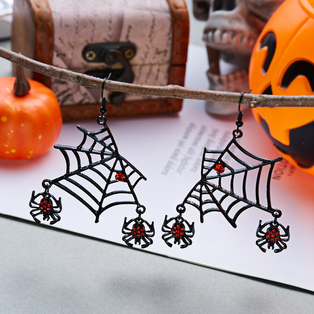 Web of Midnight Spider Chain Tassel Earrings