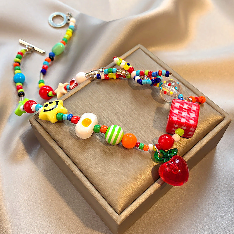 Carnival Y2K Mushroom Summer Boho Vibrant Bead Bracelet