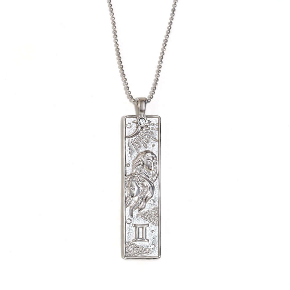 Rectangular Zodiac Pendant Necklace Gold | JN3474