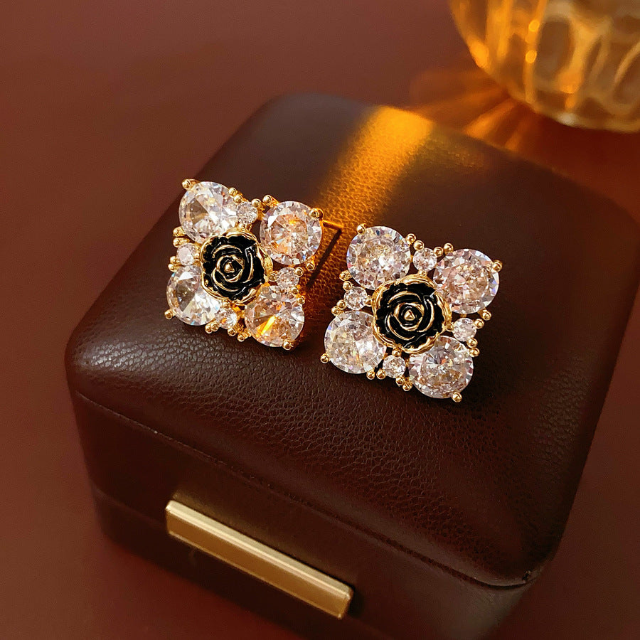 Camellia Ice Cube Stud Earrings