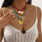 Multi Strand Sun Love Holiday Necklace