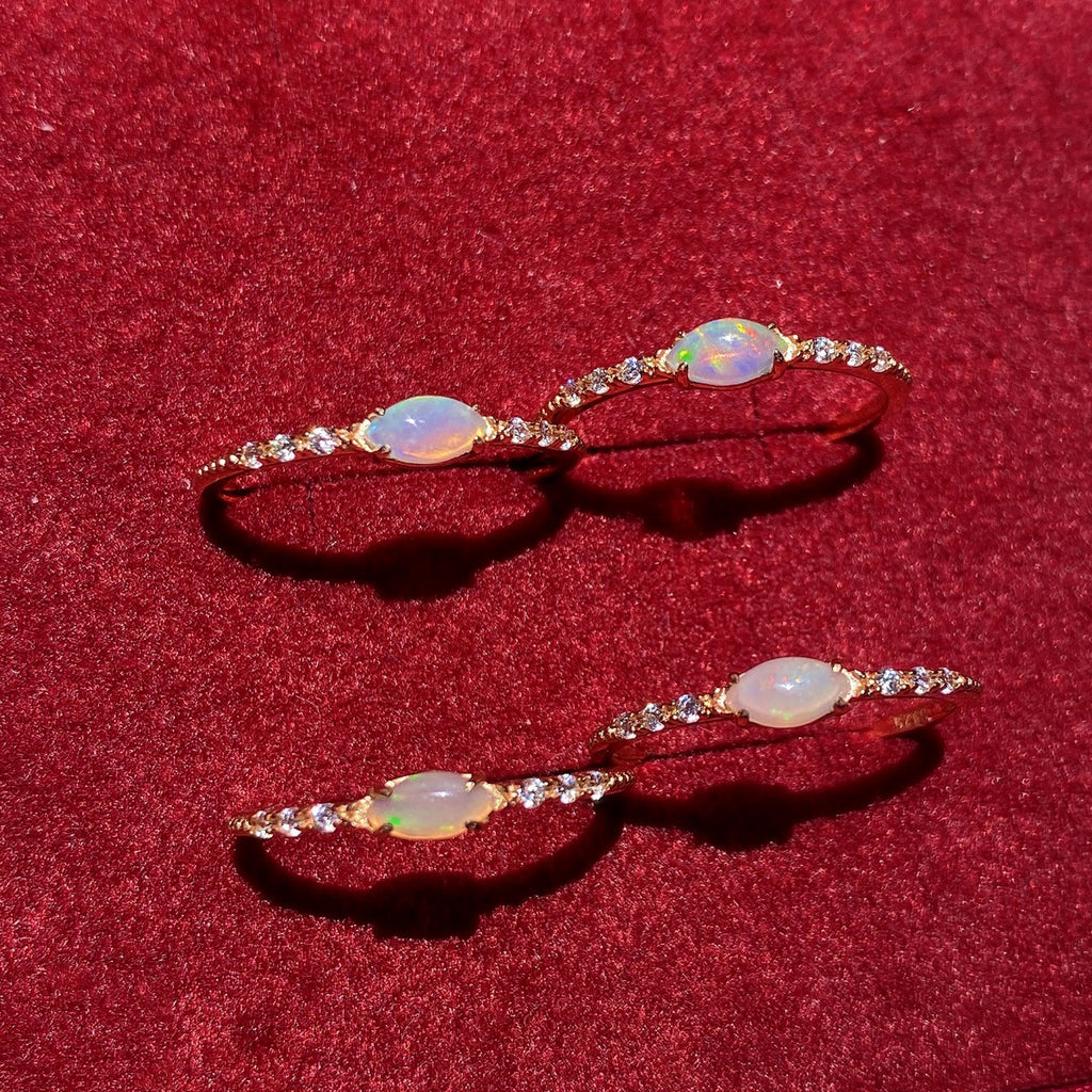 Marquise Opal Thin Band Ring