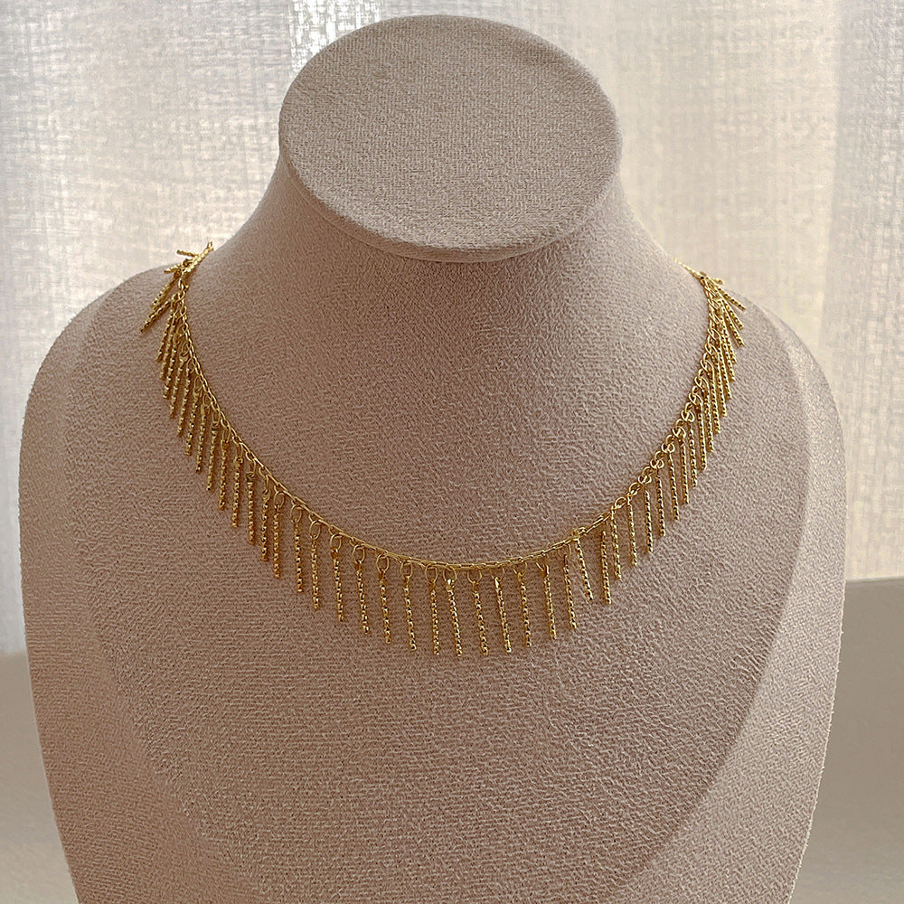 Geometric Tassel Chain Choker Necklace