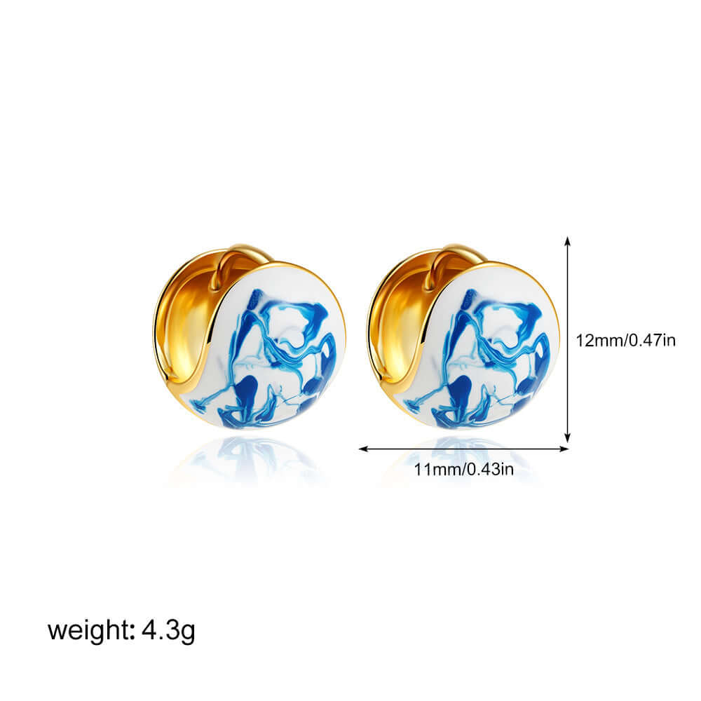 Porcelain Marble Clip On Earrings