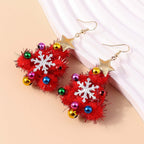 Xmas Wreath Color Beads Whimsical Woven Drop Earrings | RS017