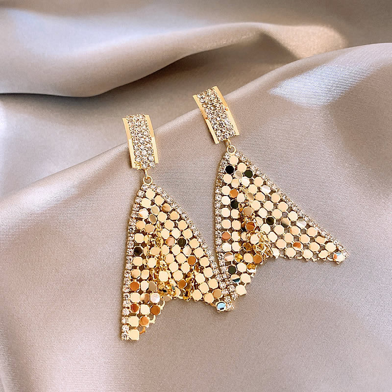 2 Way Bling Sequin Fish Tail Tassel Earrings