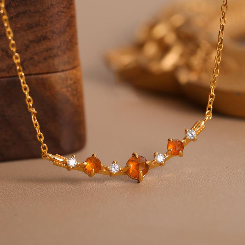 Mandarin Garnet Pendant Spiritual Chain Necklace