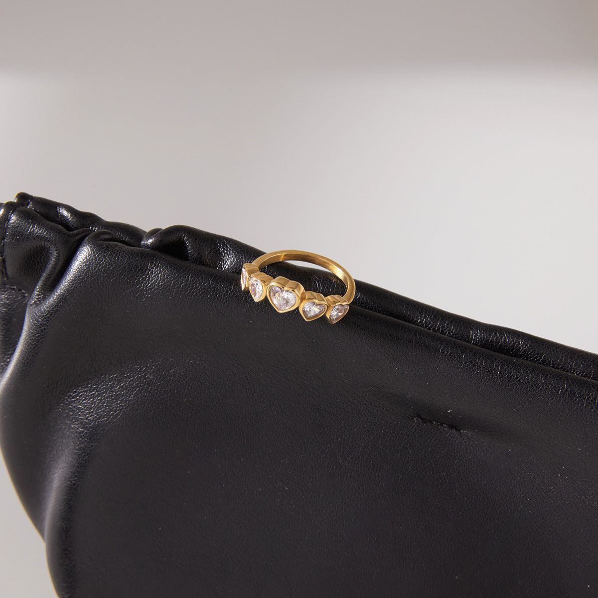 Gold Bezel Heart Curve Ring