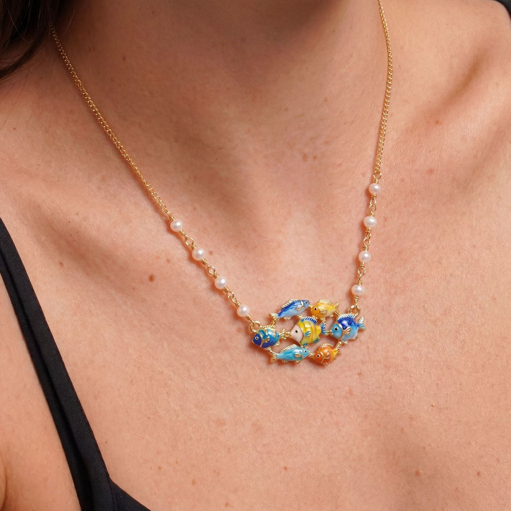 Coastal Shell Seahorse Charm Necklace