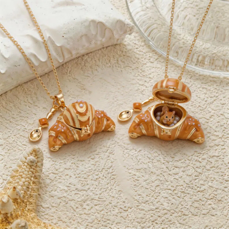 Sweet Critters Croissant Open Charm Necklace