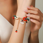 Santa Claus Acrylic Link Holiday Christmas Bracelet