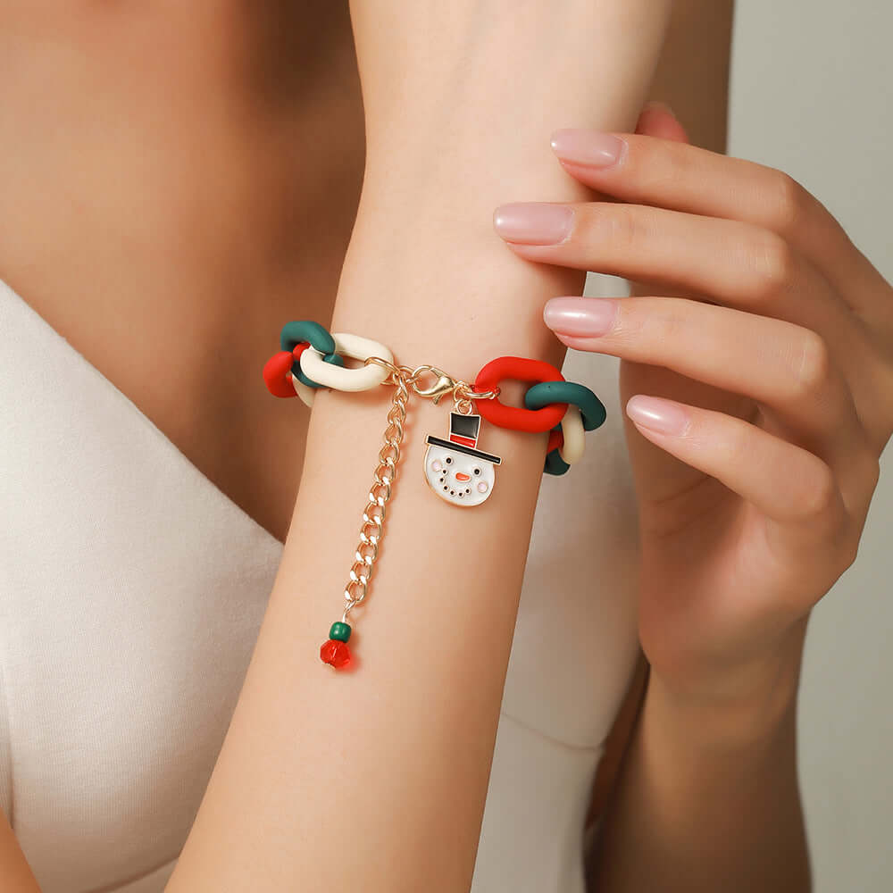 Santa Claus Acrylic Link Holiday Christmas Bracelet