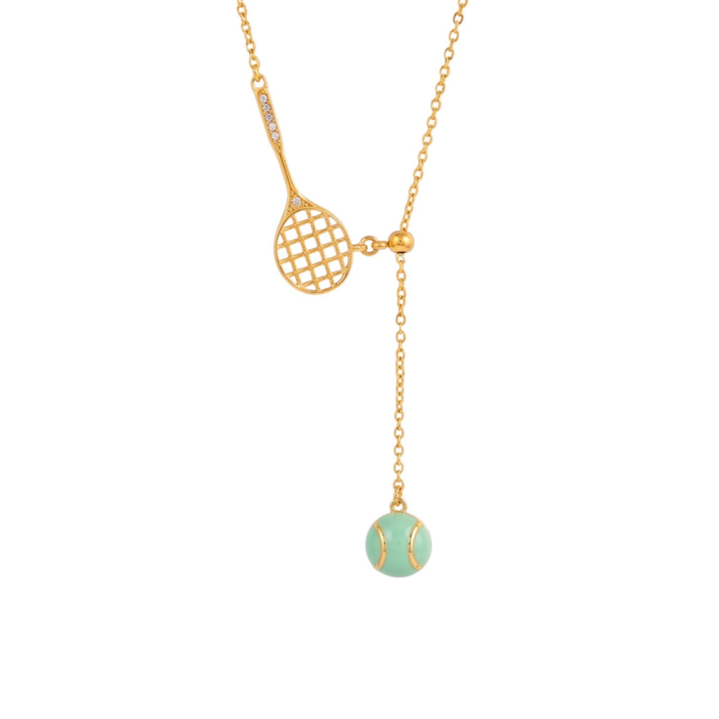 Court Crush Tennis Racket Lariat Necklace