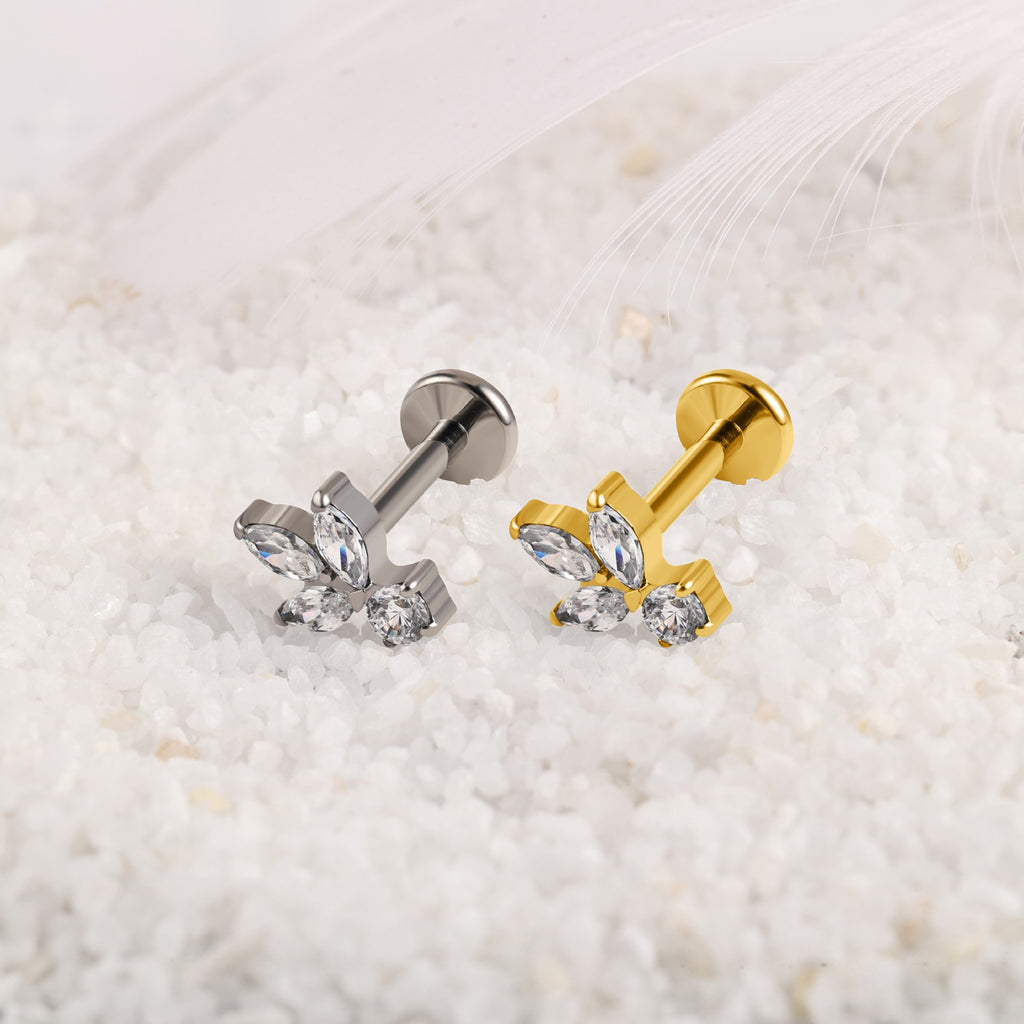 Swan Threaded Screw Flat Back Earrings