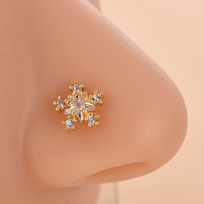 20G Hypoallergenic Rose Leaf Nose Studs | HSPJ700