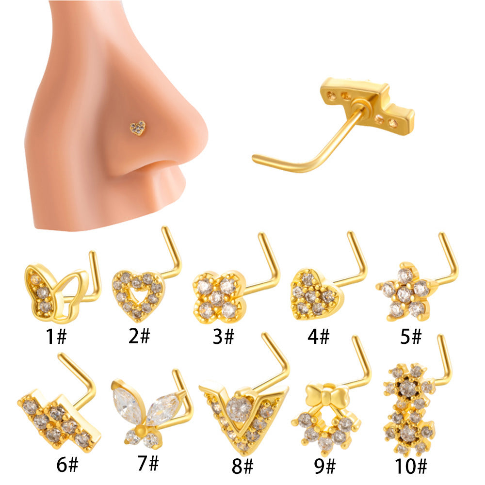 Little Bow Flower L Shape Nose Ring