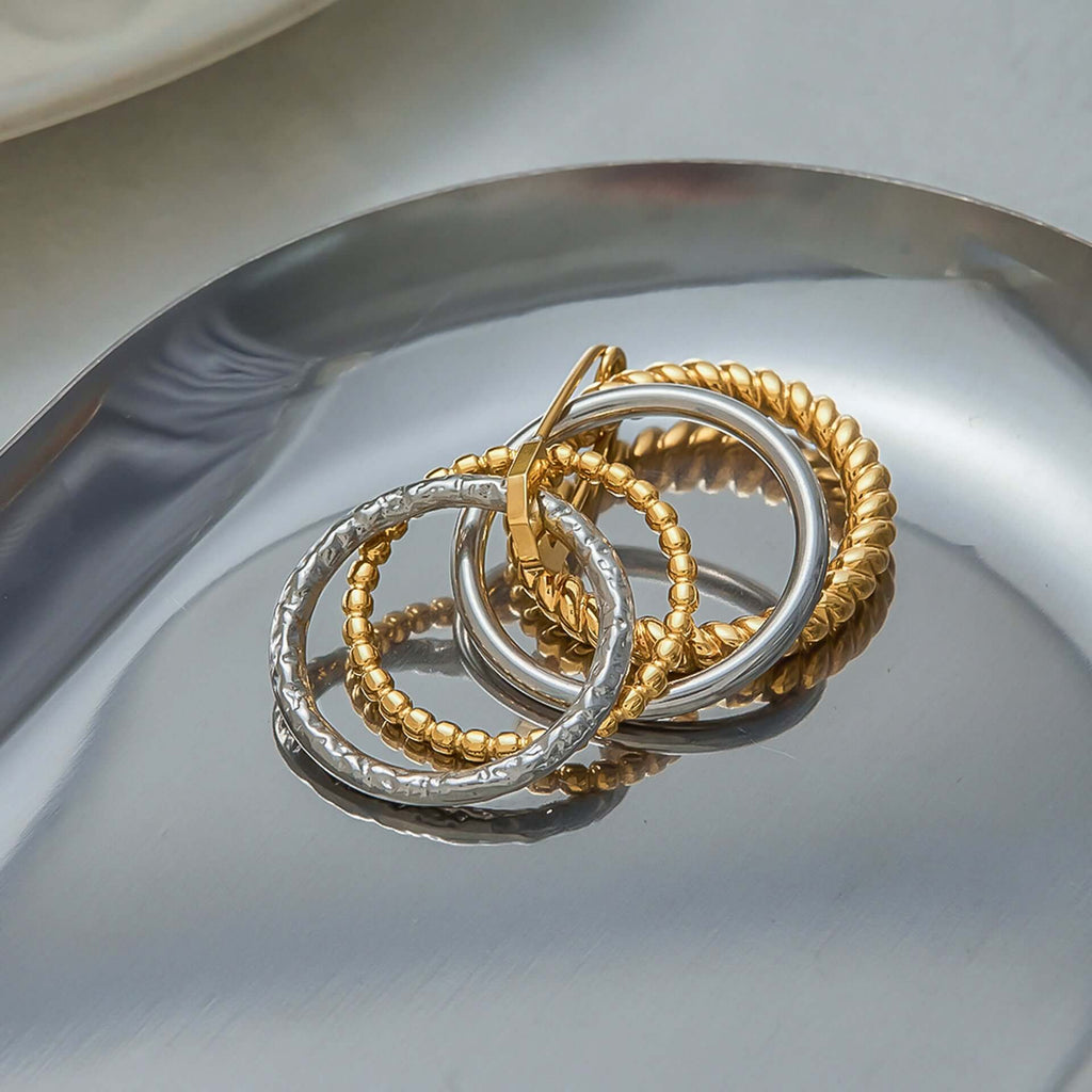 Safety Pin Multiple Layer Stacking Ring