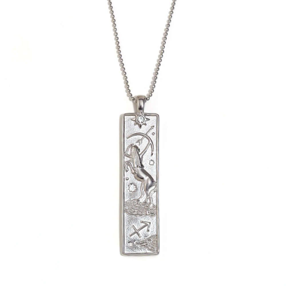 Rectangular Zodiac Pendant Necklace Gold | JN3474