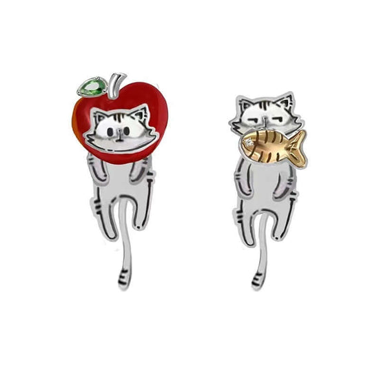 Graffiti Cat Ear Jacket Earrings