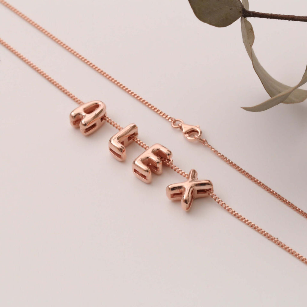 DIY Custom Name Initial Necklace Rose gold