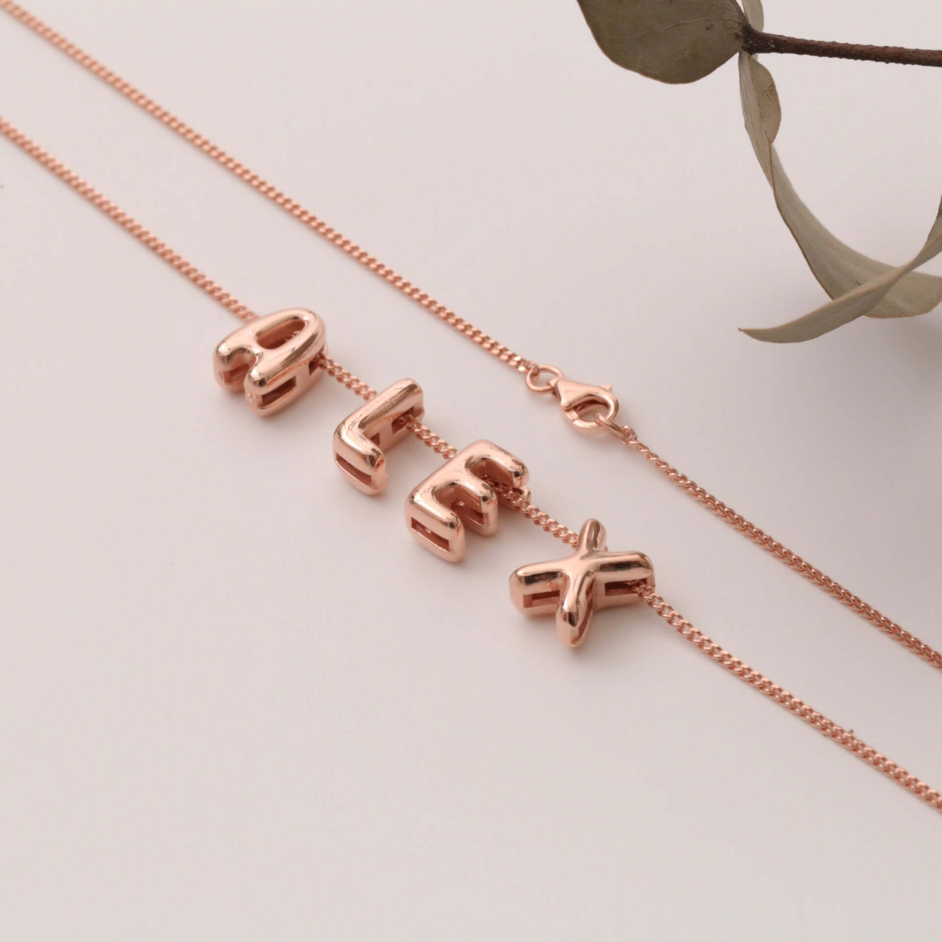 DIY Custom Name Initial Necklace Rose gold