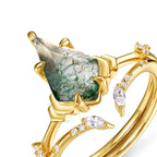 Moss Agate Kite Shaped Stacking Ring