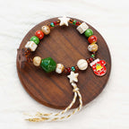 Woven Beaded Christmas Charm Bracelet