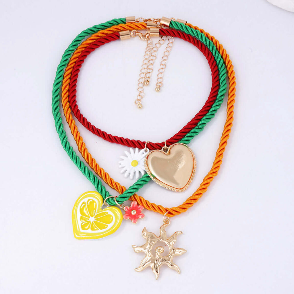 Multi Strand Sun Love Holiday Necklace