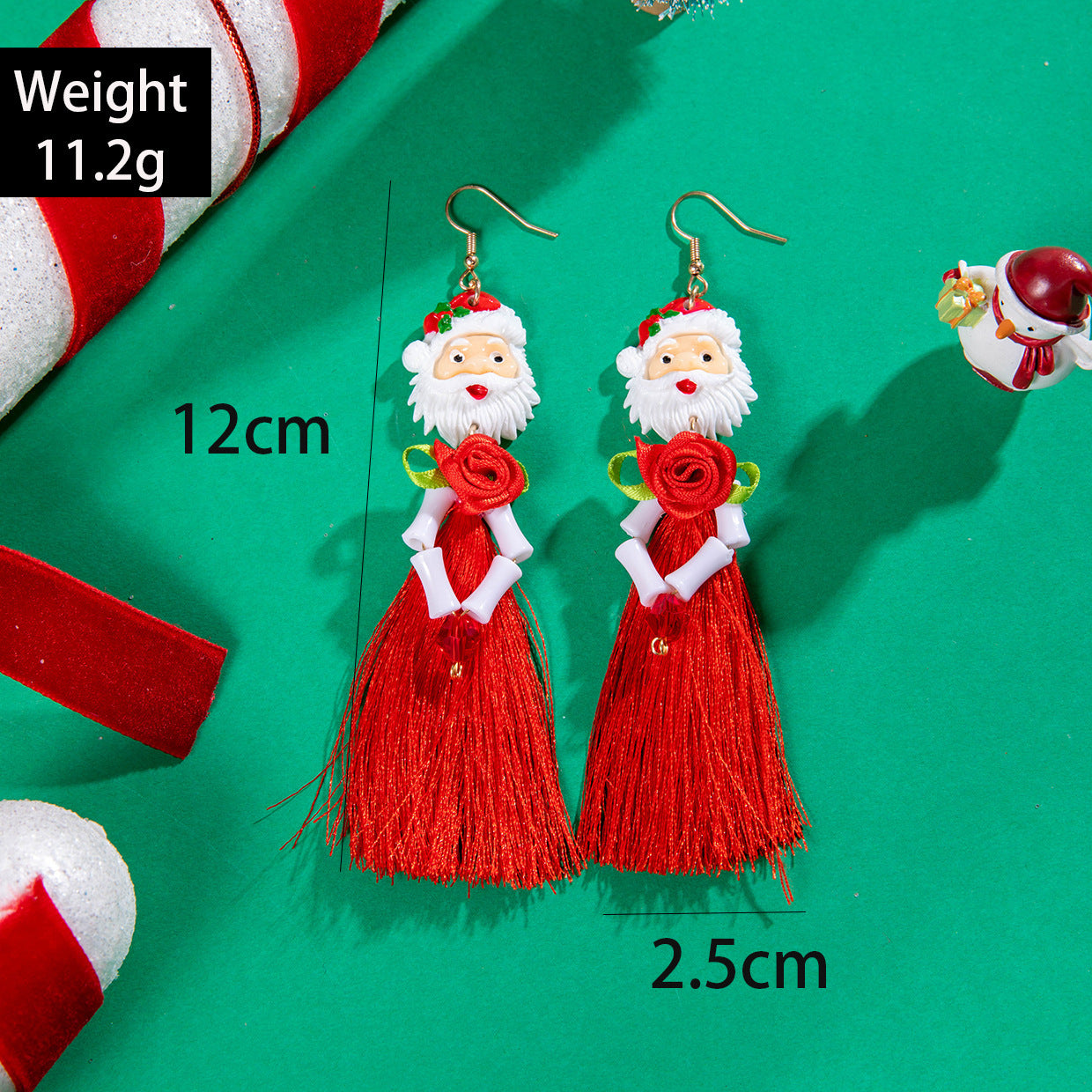 Christmas Jingle Bell Wealth Tinsel Hoop Earrings