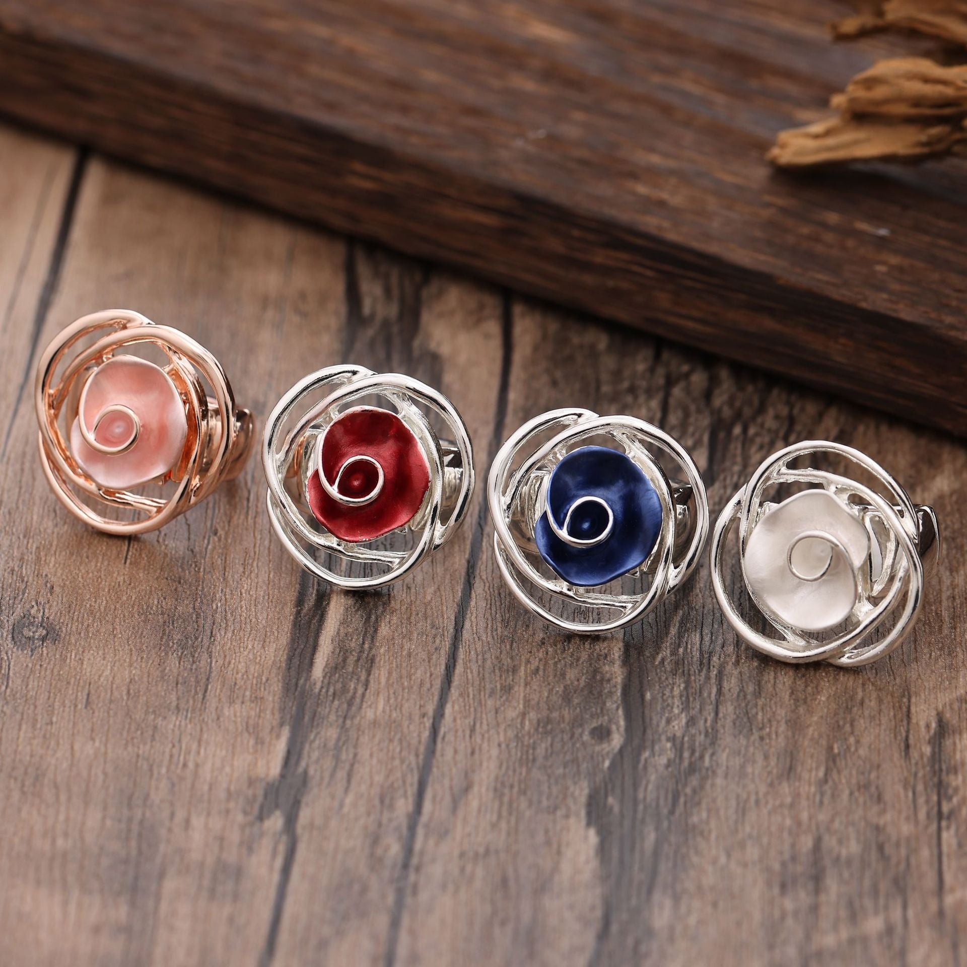 Hand-Painted Chunky Rose Ring