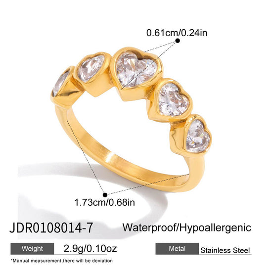 Gold Bezel Heart Curve Ring