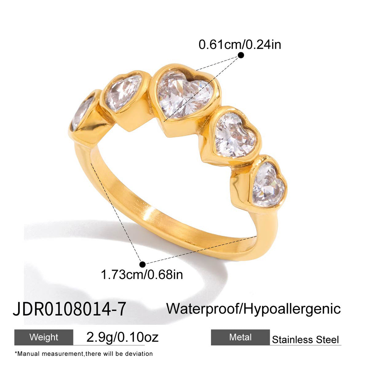 Gold Bezel Heart Curve Ring